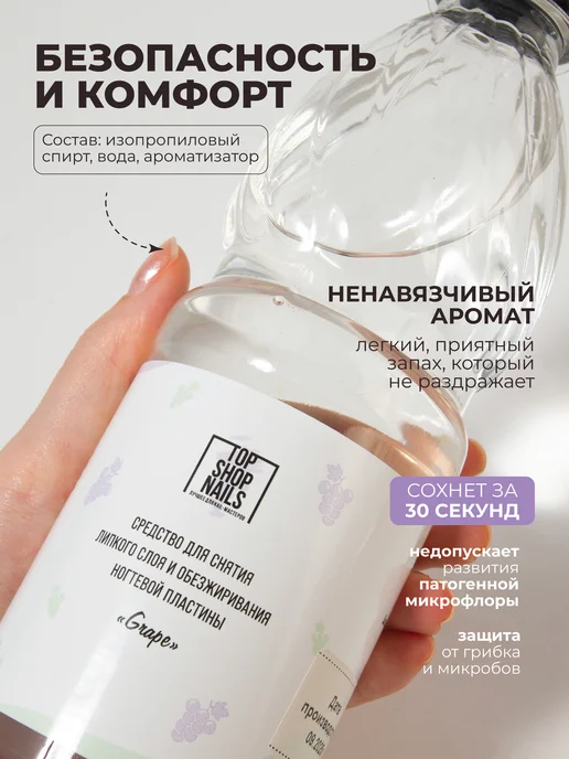 TopShopNails Средство для снятия липкого слоя и обезжиривания ногтей "ГРЕ…, вариант, фото 4