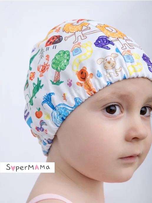 SuperMama Шапочка для плавания детская непромокаемая для бассейна, голубой, фото 4