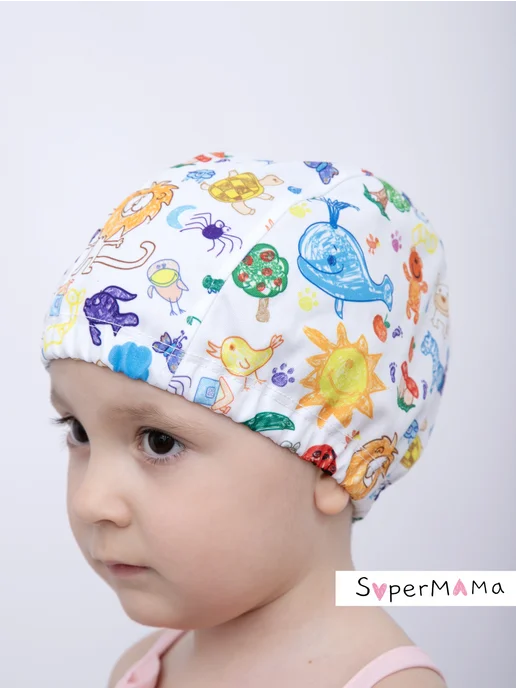 SuperMama Шапочка для плавания детская непромокаемая для бассейна, голубой, фото 7