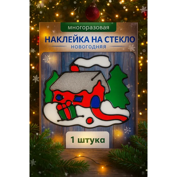 Наклейка новогодняя на окно многоразовая