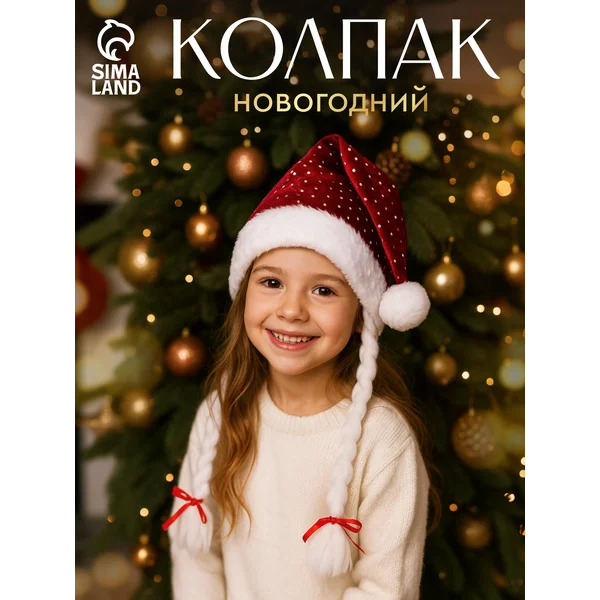 Новогодняя шапка колпак деда мороза