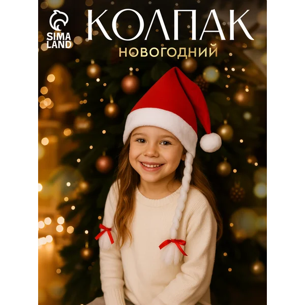 Новогодняя шапка колпак деда мороза