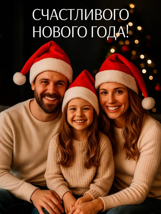 Зимнее волшебство Новогодний колпак шапка деда мороза, красный, фото 4