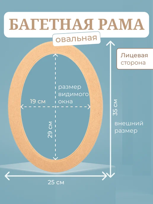 АРТБОРД + Рамка овальная 20х30 см, 2 шт, багет под покраску из МДФ №1, 20x30 см, 2 шт, фото 3