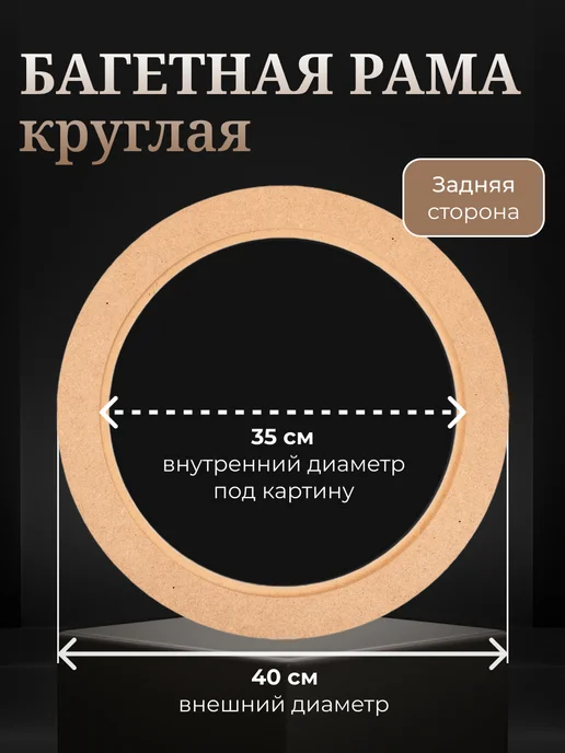 АРТБОРД + Багет для вышивки круглый 35 см, 2 шт, рама из МДФ - №2, 2 шт, фото 2