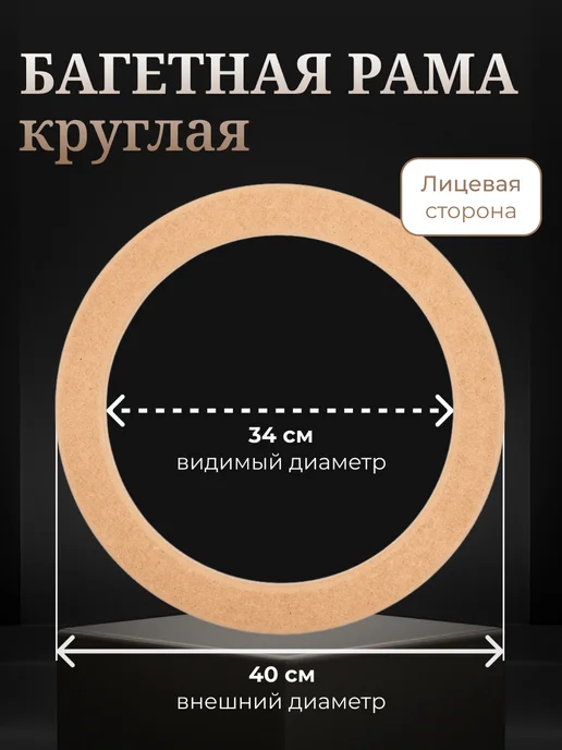 АРТБОРД + Багет для вышивки круглый 35 см, 2 шт, рама из МДФ - №2, 2 шт, фото 3