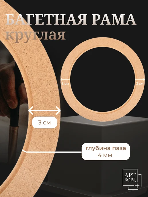 АРТБОРД + Багет для вышивки круглый 35 см, 2 шт, рама из МДФ - №2, 2 шт, фото 4