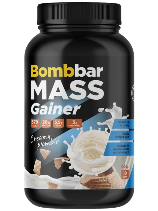 BombBar Гейнер Mass для набора массы спортивное питание БАД 1 кг, 1 кг