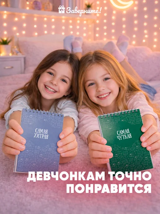 Заверните! Набор блокнотов для девочек А6, черный, фото 3