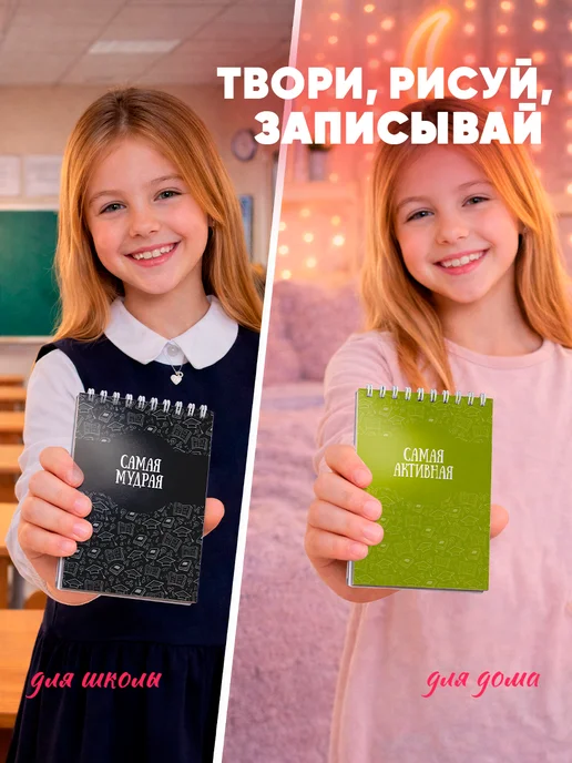Заверните! Набор блокнотов для девочек А6, черный, фото 7