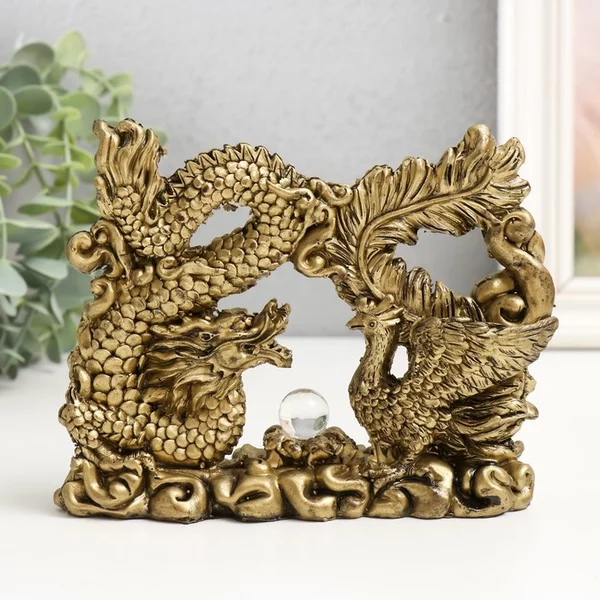 Фигурка нэцке «Дракон и феникс » 4х15,5х12 см