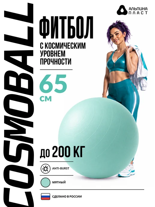 Альпина Пласт Фитбол мяч гимнастический для спорта и фитнеса 65, зеленый