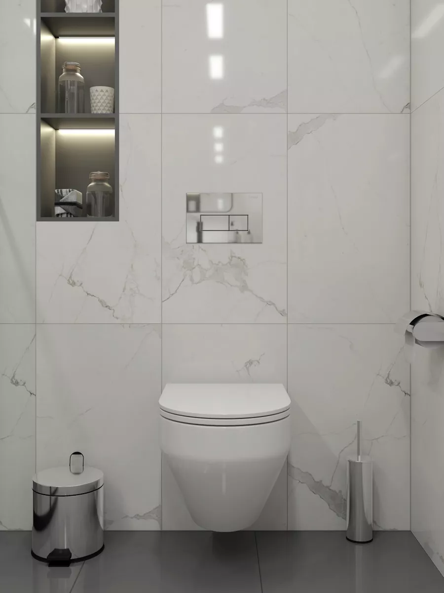 Дизайн маленького туалета с инсталляцией - 56 фото
