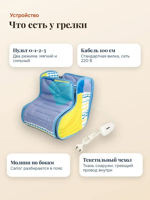 Электрогрелка.РФ Электрическая грелка электрогрелка для ног и тела Сапог 3в1, вариант, фото 3