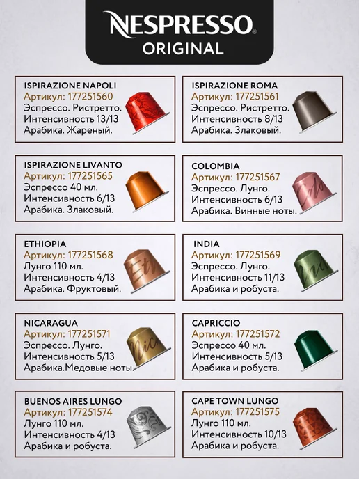 Nespresso Кофе в капсулах Неспрессо Original CHIARO 10 шт, вариант, фото 7
