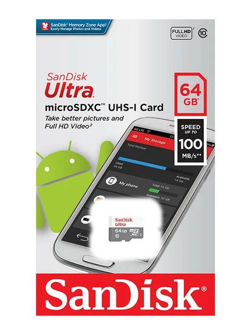 SANDISK Карта памяти microSD 64 GB для телефона, 64 ГБ, фото 5