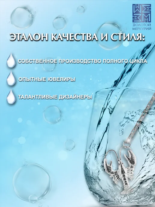 Золотой Меркурий Ионизатор воды серебро 925 Рак, серебристый, фото 5