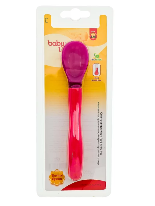 Baby Land Термоложка для кормления силиконовая размер L, 4 мес+, розовый, фото 2