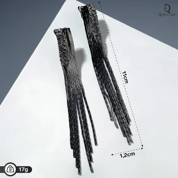 Серьги висячие «Голливуд» дождь, цвет серый