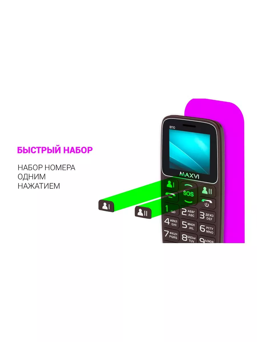 Мобильный телефон кнопочный B110 большой экран емкая батарея Maxvi  175168745 купить за 945 ₽ в интернет-магазине Wildberries