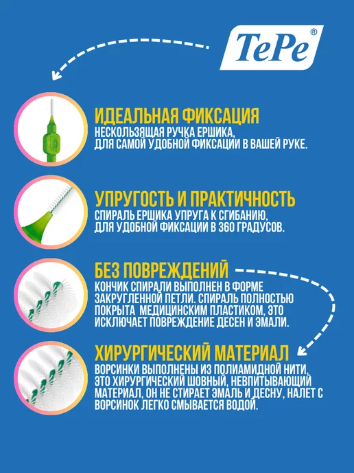 TePe Межзубные ершики Interdental Brush №5, (диаметр 0,8 мм), вариант, фото 6