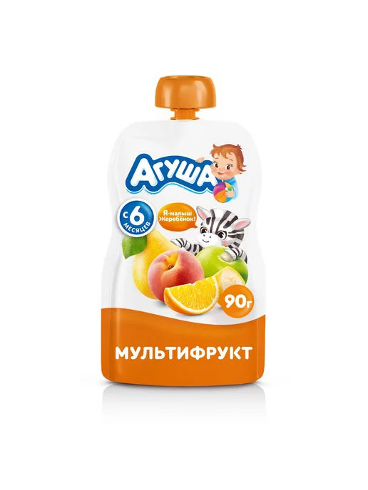 Пюре детские Пюре Агуша мультифрукт 90г с 6месяцев 6шт!!!, 90 г, 6 шт