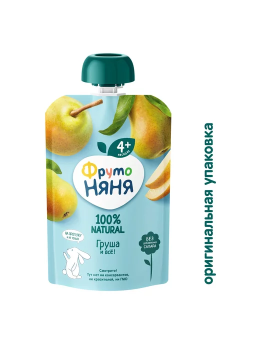 Пюре детские Пюре ФрутоНяня из груш 90 г с 4 месяцев 6шт!!!, 90 г, 6 шт, фото 2