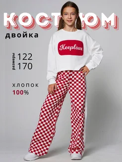 Костюм с брюками палаццо трикотажный Playowo 175323457 купить за 2 173 ₽ в интернет-магазине Wildberries