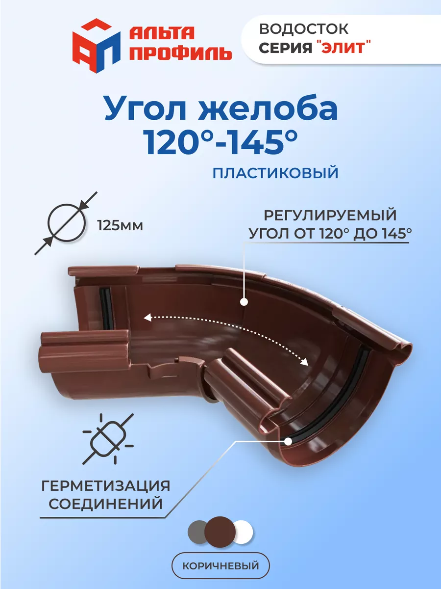 Угол желоба пластиковый регулируемый от 120° до 145°