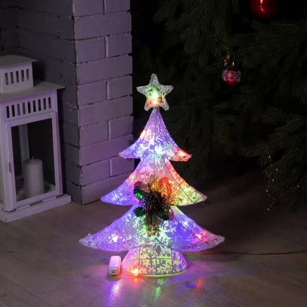 Новогодняя Цветная елка светящаяся, 50 см, 20LED