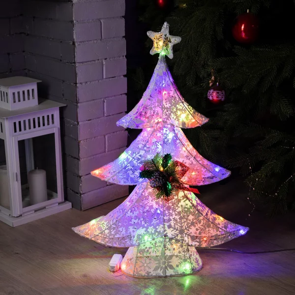 Новогодняя Цветная елка светящаяся, 70 см, 40LED