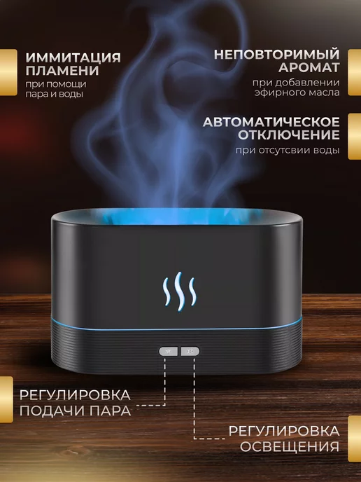 Анэйтис Аромадиффузор электрический для дома увлажнитель воздуха, черный, фото 5