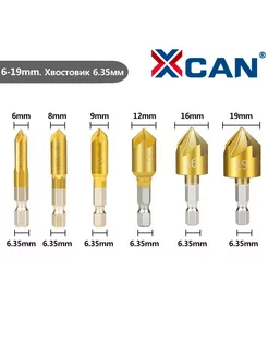 Набор зенкеров шестигранный хвостовик, 6-19 мм, 6 шт. XCAN 175342823 купить за 383 ₽ в интернет-магазине Wildberries