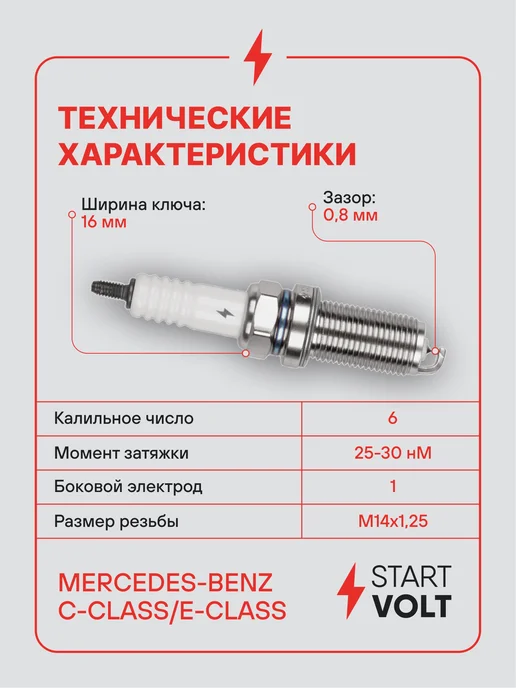 STARTVOLT Свечи зажигания 4 шт для Mercedes C E, Свеча C иридий+платина, фото 3