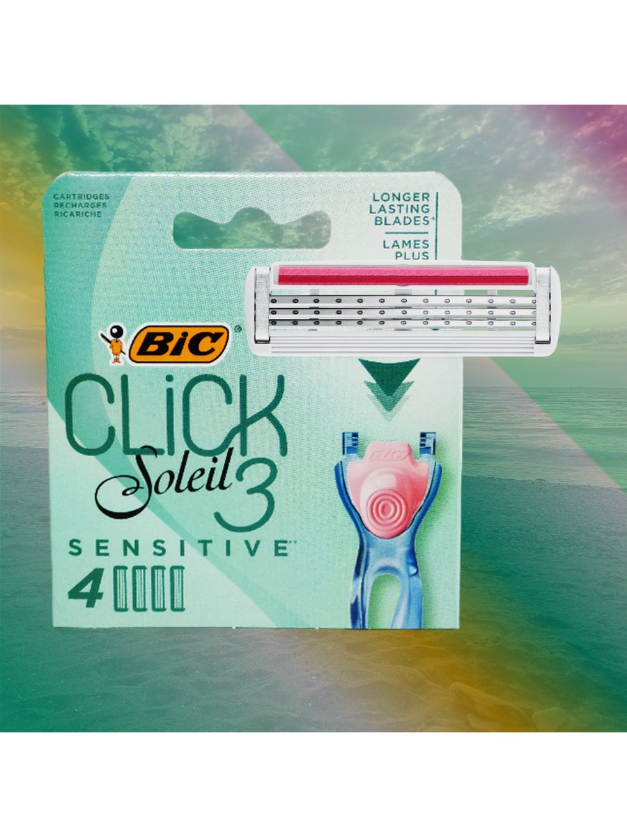 BIC click 3 Soleil sensitive сменные кассеты для бритья 4. Бритва BIC clic 3 женская. BIC click 3 Soleil sensitive сменные кассеты для бритья 4 штуки фото. БИК клик солей Сенситив цена.