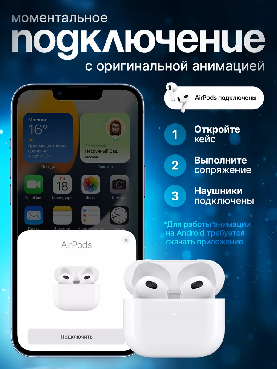 Nikn&Vik Наушники беспроводные Pods 3 для iPhone и Android