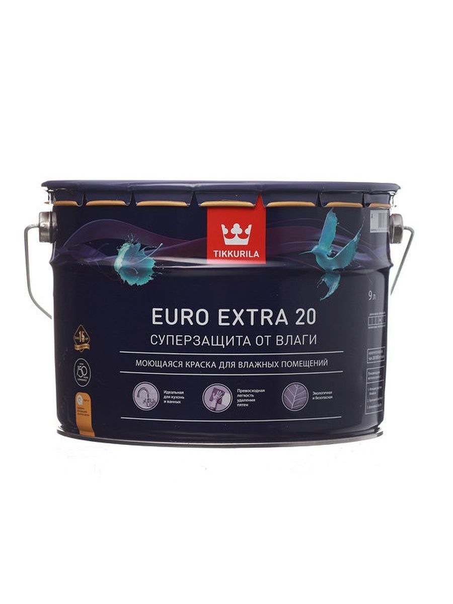 Tikkurila Euro Extra 20. Краска для стен моющаяся белая текстура.