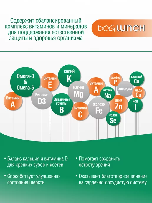 Сухой корм Dog Lunch Ассорти для собак, мясо, 2 кг, фото 3