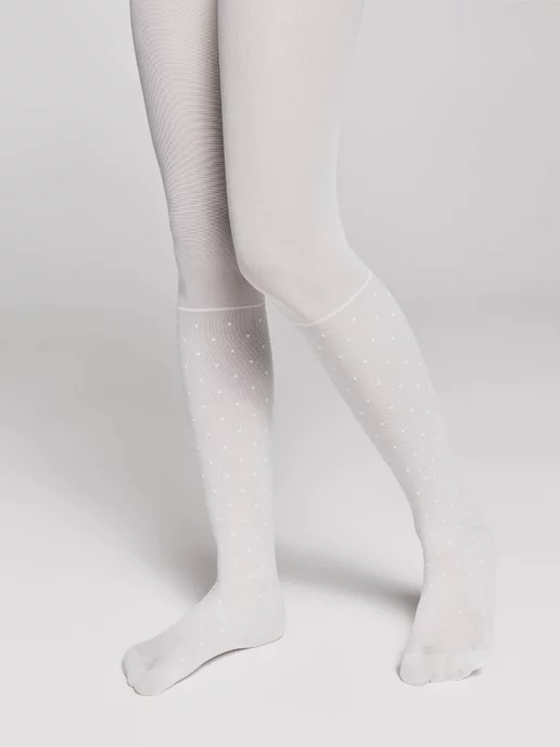Exclusive Linen Collection Колготки школьные капроновые для девочки MILANA, белый, фото 2