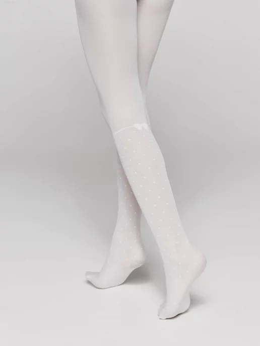 Exclusive Linen Collection Колготки школьные капроновые для девочки MILANA, белый, фото 4