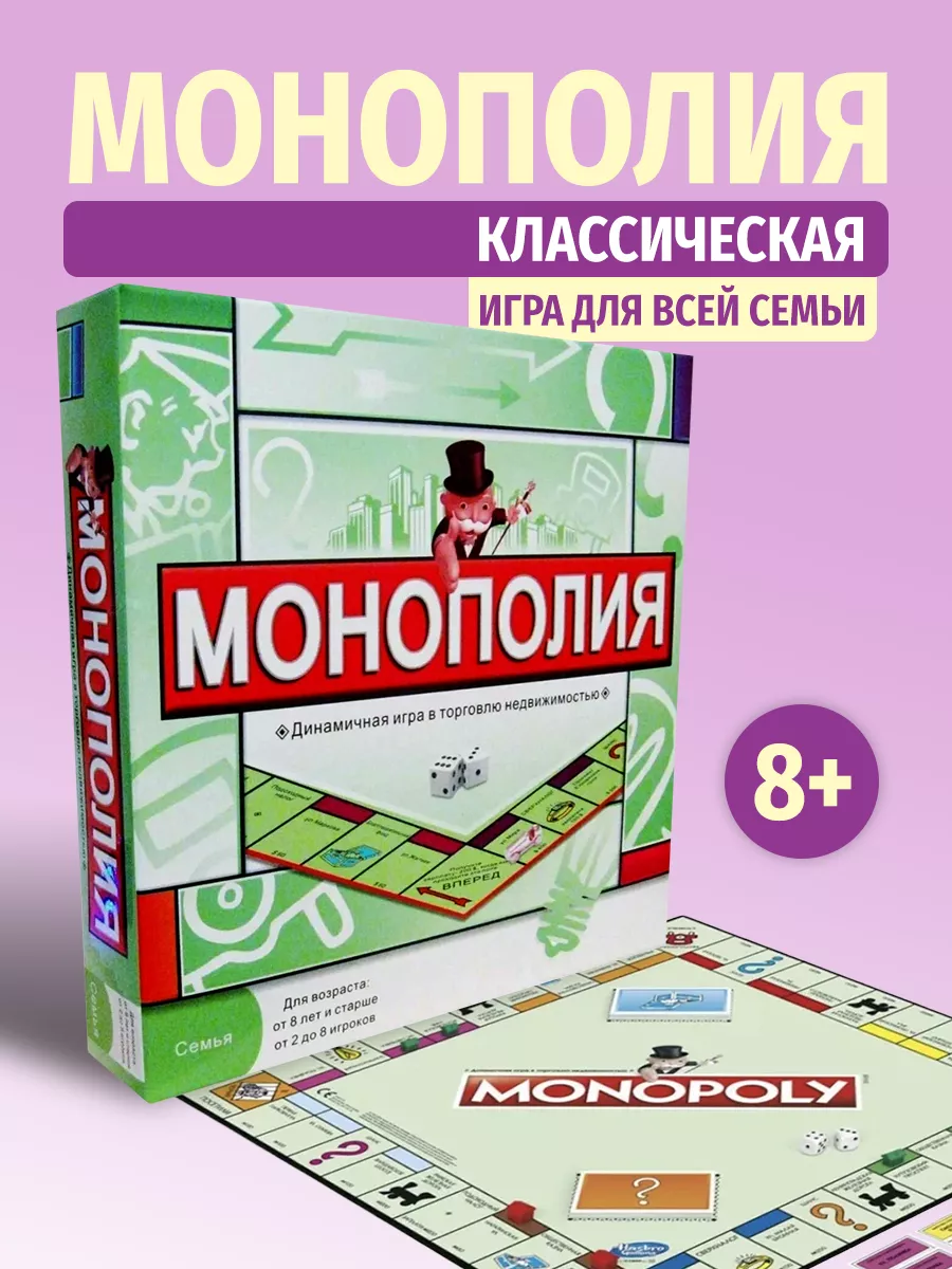 Монополия классическая настольная игра для компании и семьи MONOPOLY  175478885 купить за 1 125 ₽ в интернет-магазине Wildberries