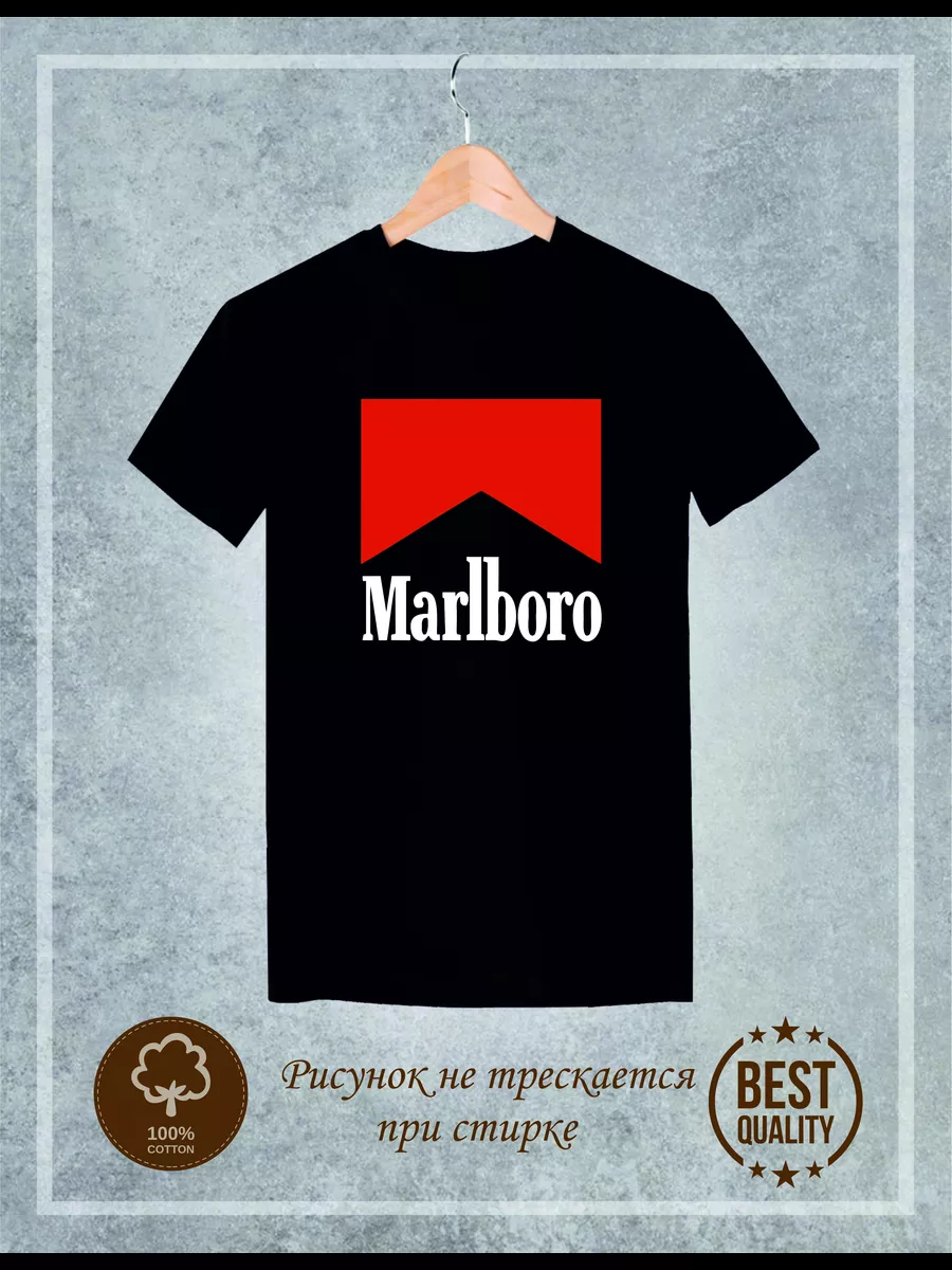 футболка с принтом Marlboro Мальборо Юго-Восток бренд 175482703 купить за  963 ₽ в интернет-магазине Wildberries