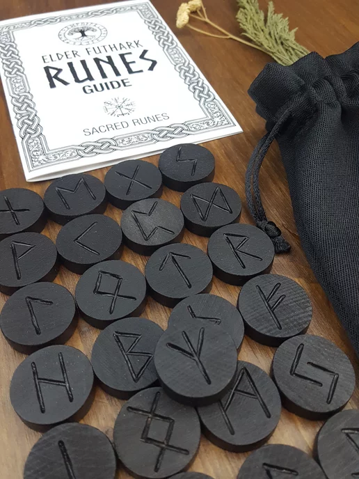 Вольный Ветер Руны скандинавские для гадания "Чёрная Берёза" bag, черный, фото 2