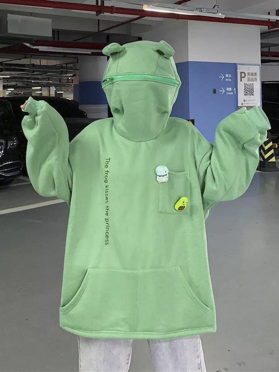 Zipper frog hoodie outlet