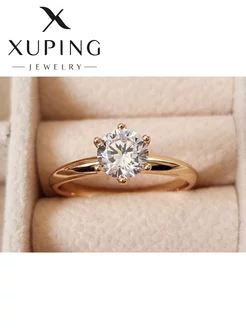 Кольцо помолвочное позолоченное тонкое с камнем Xuping 175589602 купить за 474 ₽ в интернет-магазине Wildberries