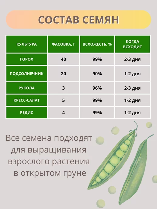 ShpiNat выращивай дома Микрозелень набор семена для проращивания, вариант, фото 2