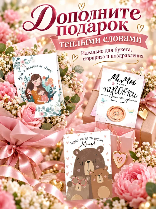 PapayaArt Мини открытки набор с пожеланиями для мамы, вариант, фото 4