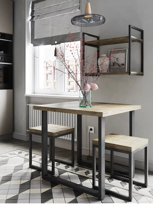 Alternative Loft Табурет в стиле лофт Дуб Флагстафф 380х380х450 мм, 380x450 мм, фото 2