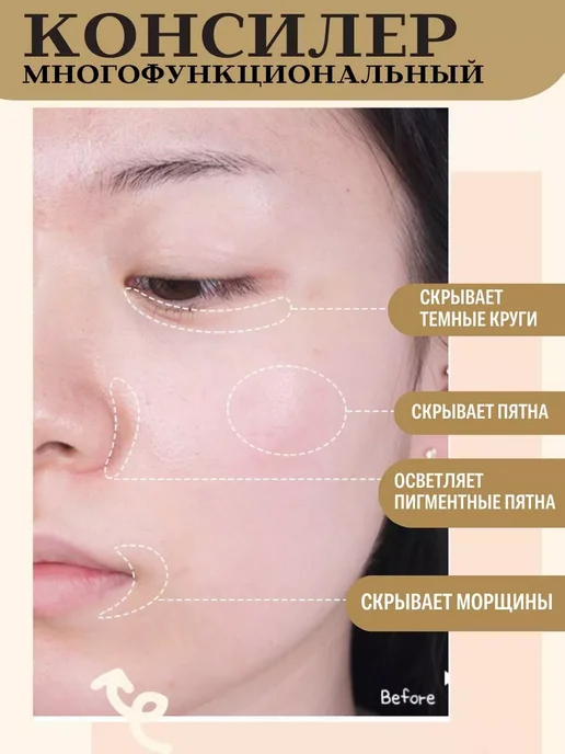 MafyShop Консилер для лица со спонжем, бежевый, фото 3