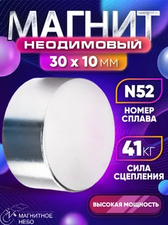 Неодимовый магнит диск 30х10 мм N52 Сильный, Бытовой Magnet LTD 175696966 купить за 354 ₽ в интернет-магазине Wildberries